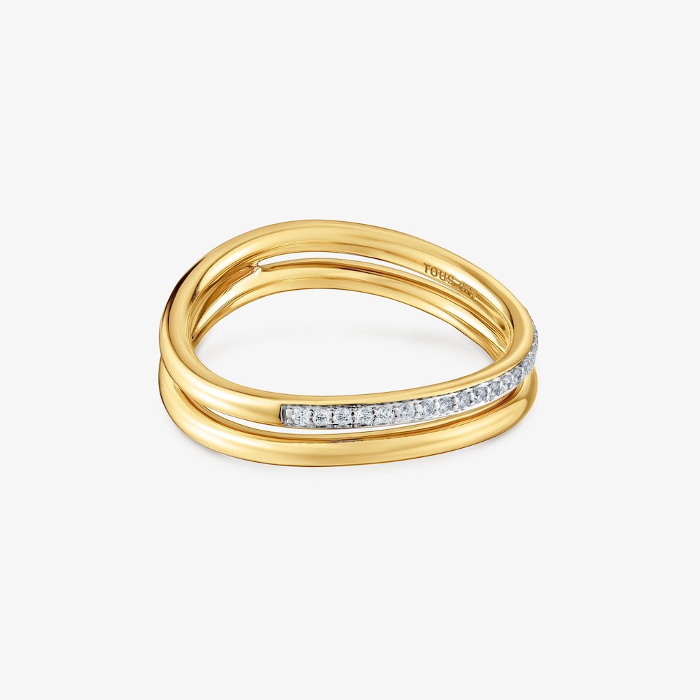 Podw&oacute;jny pierścionek ze złota z diamentami New Hav