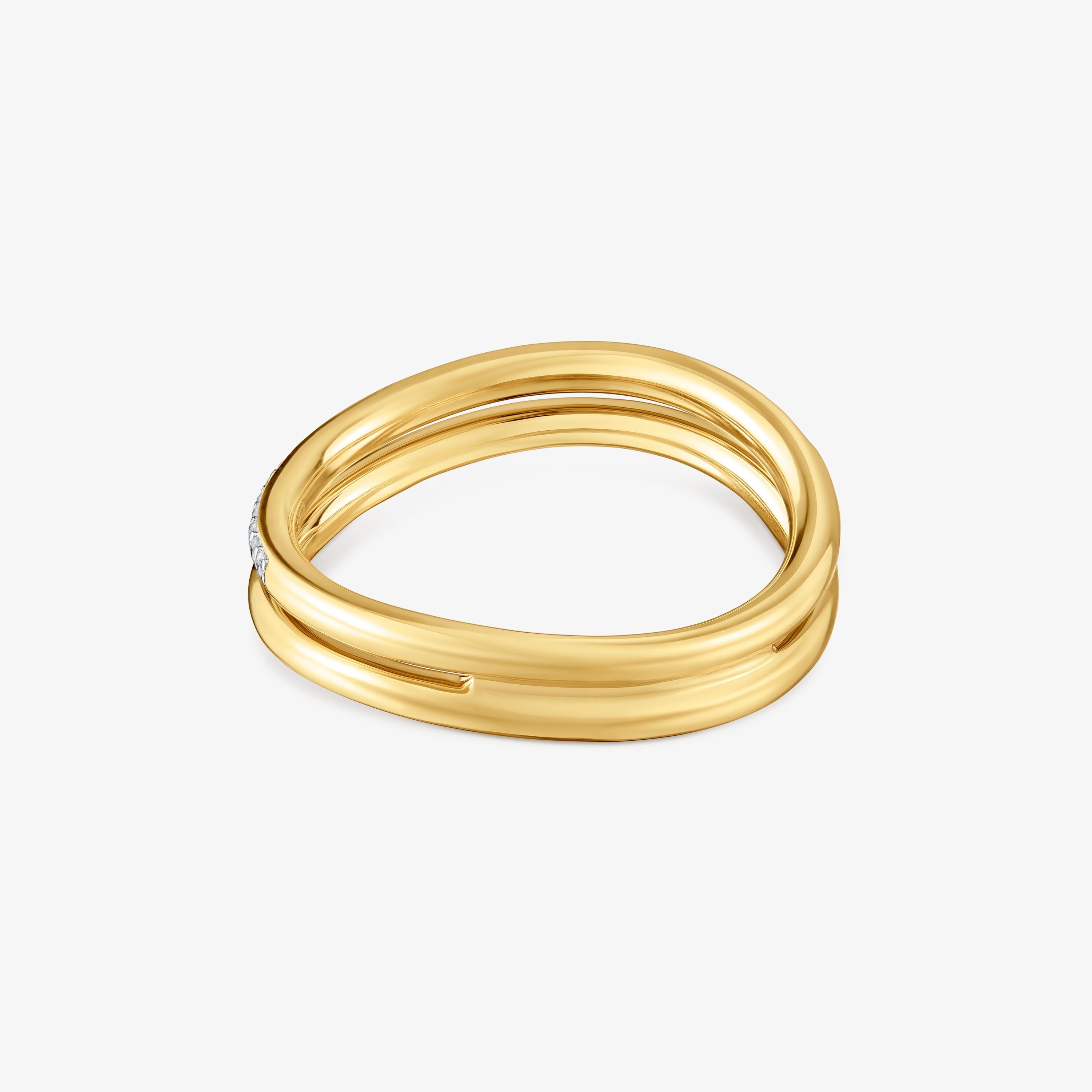 18K solid gold double ring with diamonds New Hav