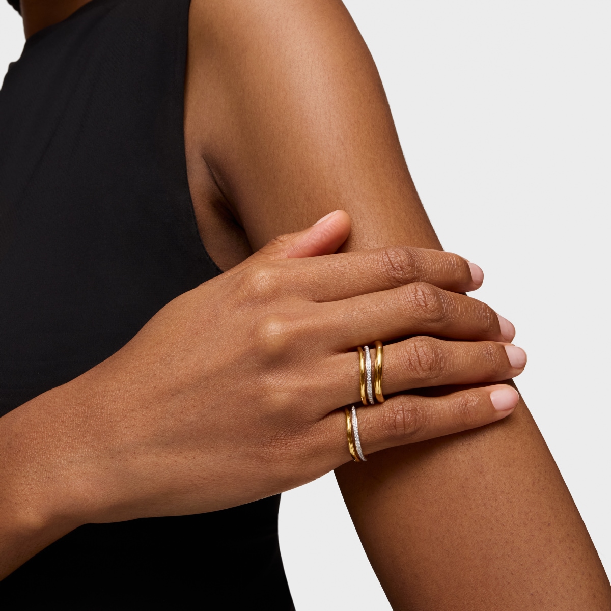 Gold double ring with diamonds New Hav