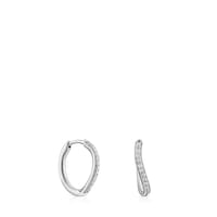 White gold hoop earrings with diamonds New Hav