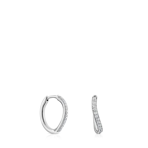 White gold hoop earrings with diamonds New Hav