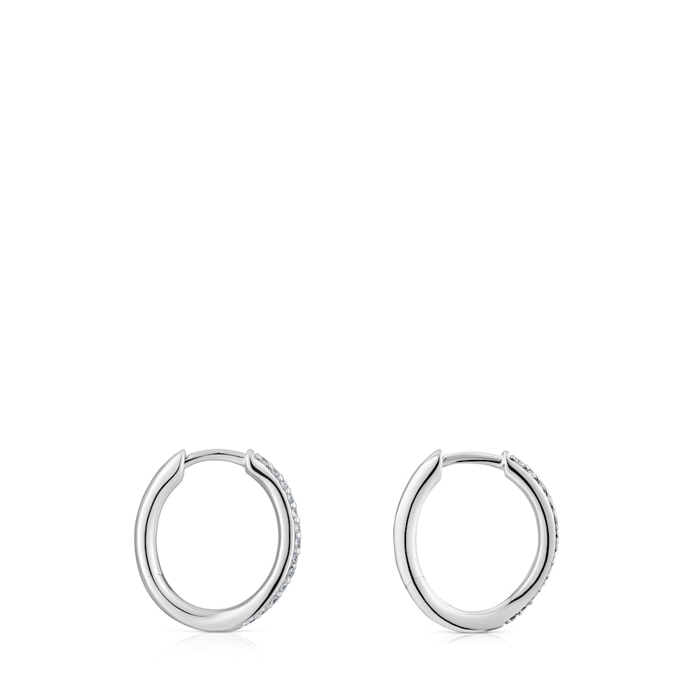 Pendientes aro de oro blanco y diamantes New Hav image number 1