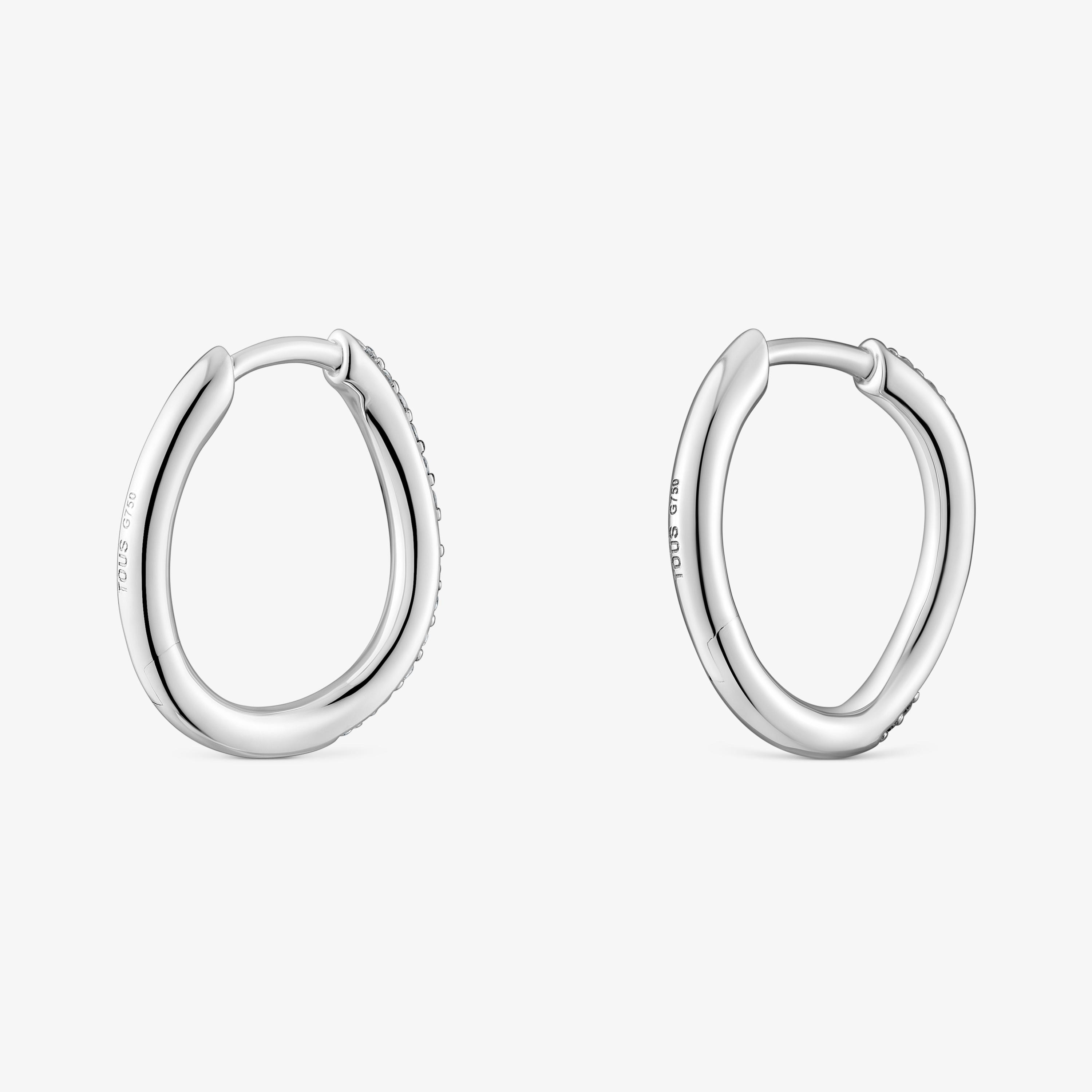 18K white gold hoop earrings with diamonds New Hav