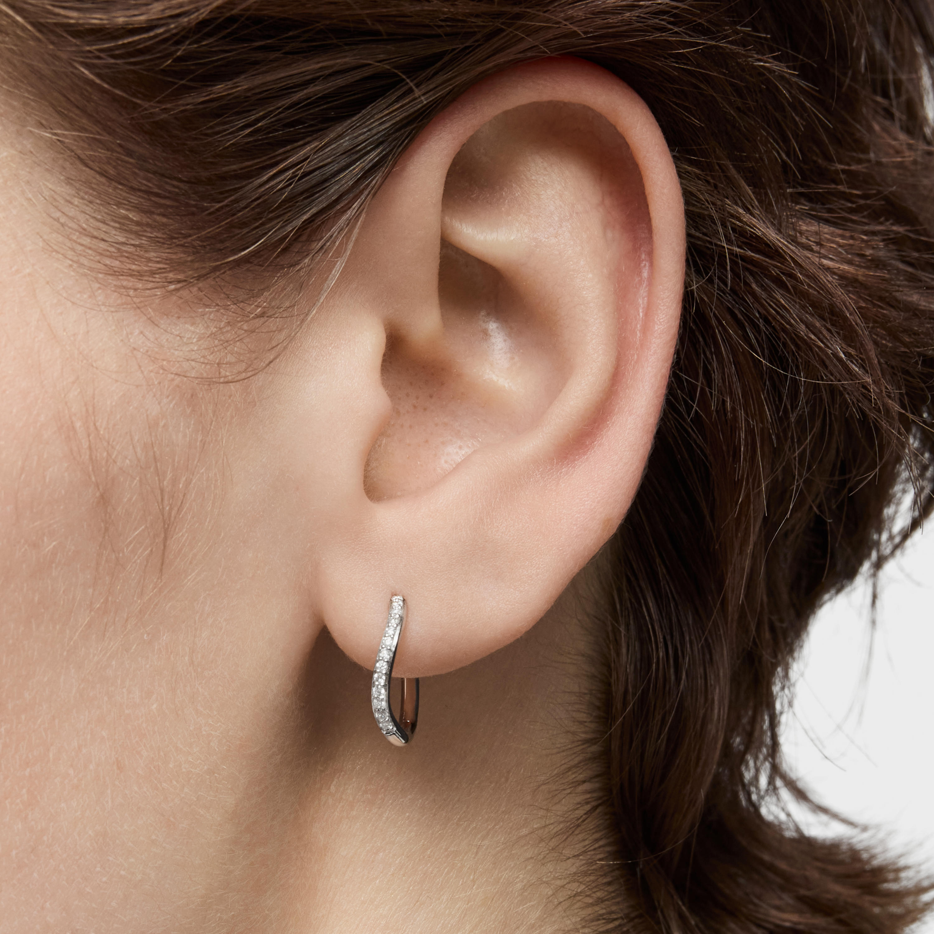 18K white gold hoop earrings with diamonds New Hav