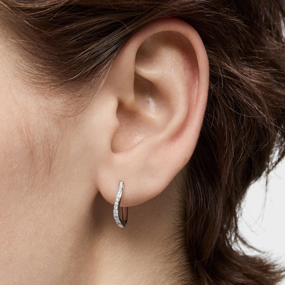Pendientes aro de oro blanco y diamantes New Hav image number 5