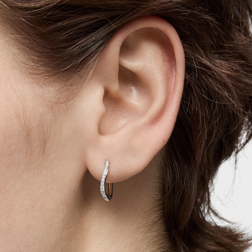 White gold hoop earrings with diamonds New Hav