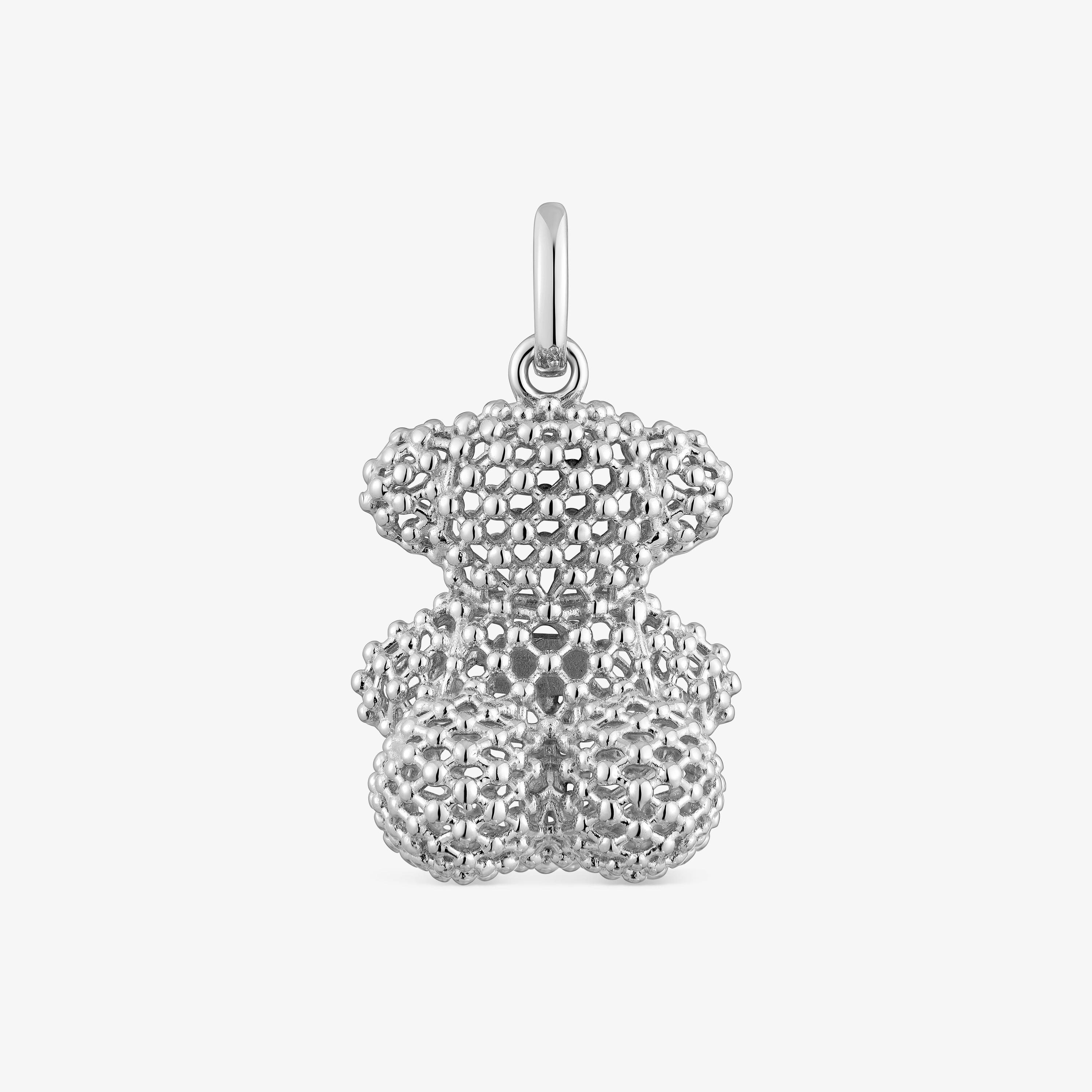 Bold Bear 22 mm medium texturized silver bear Pendant