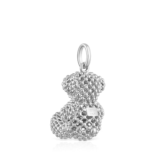 Bold Bear 22 mm medium texturized silver bear Pendant