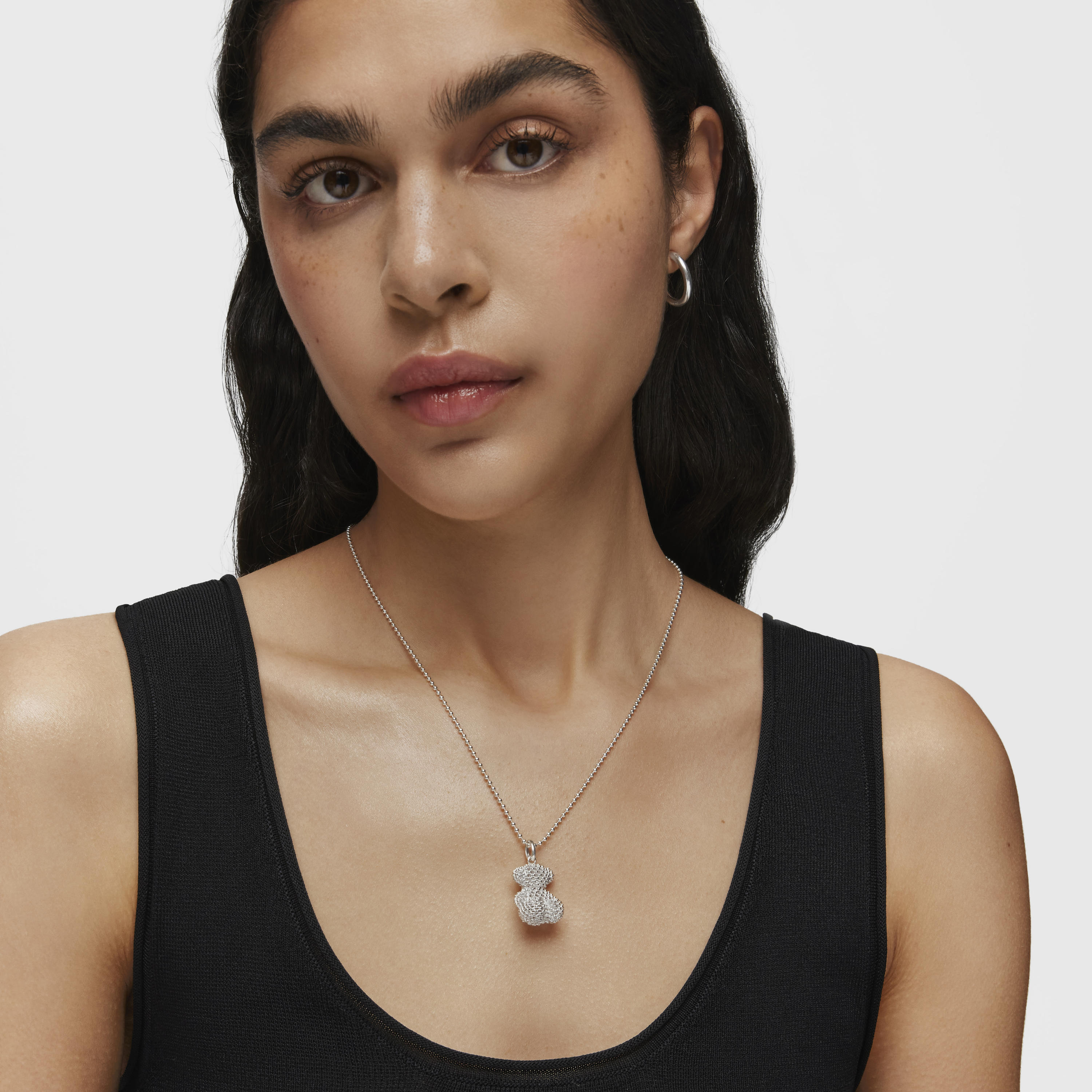 Bold Bear 22 mm medium texturized silver bear Pendant