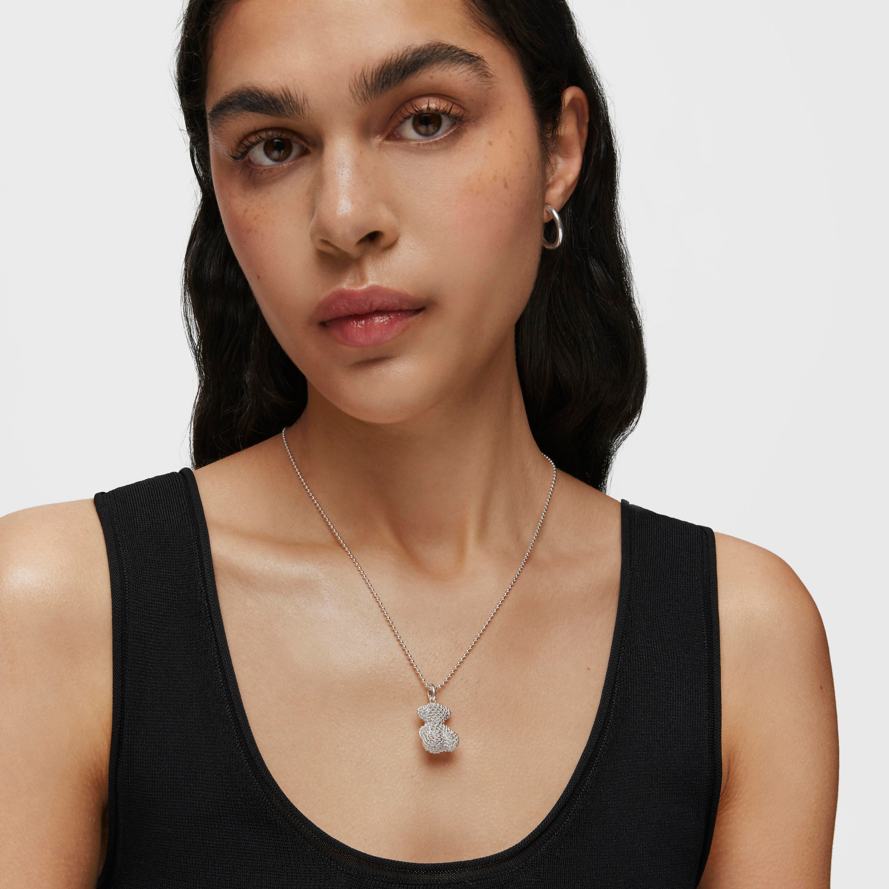 Bold Bear 22 mm medium texturized silver bear Pendant