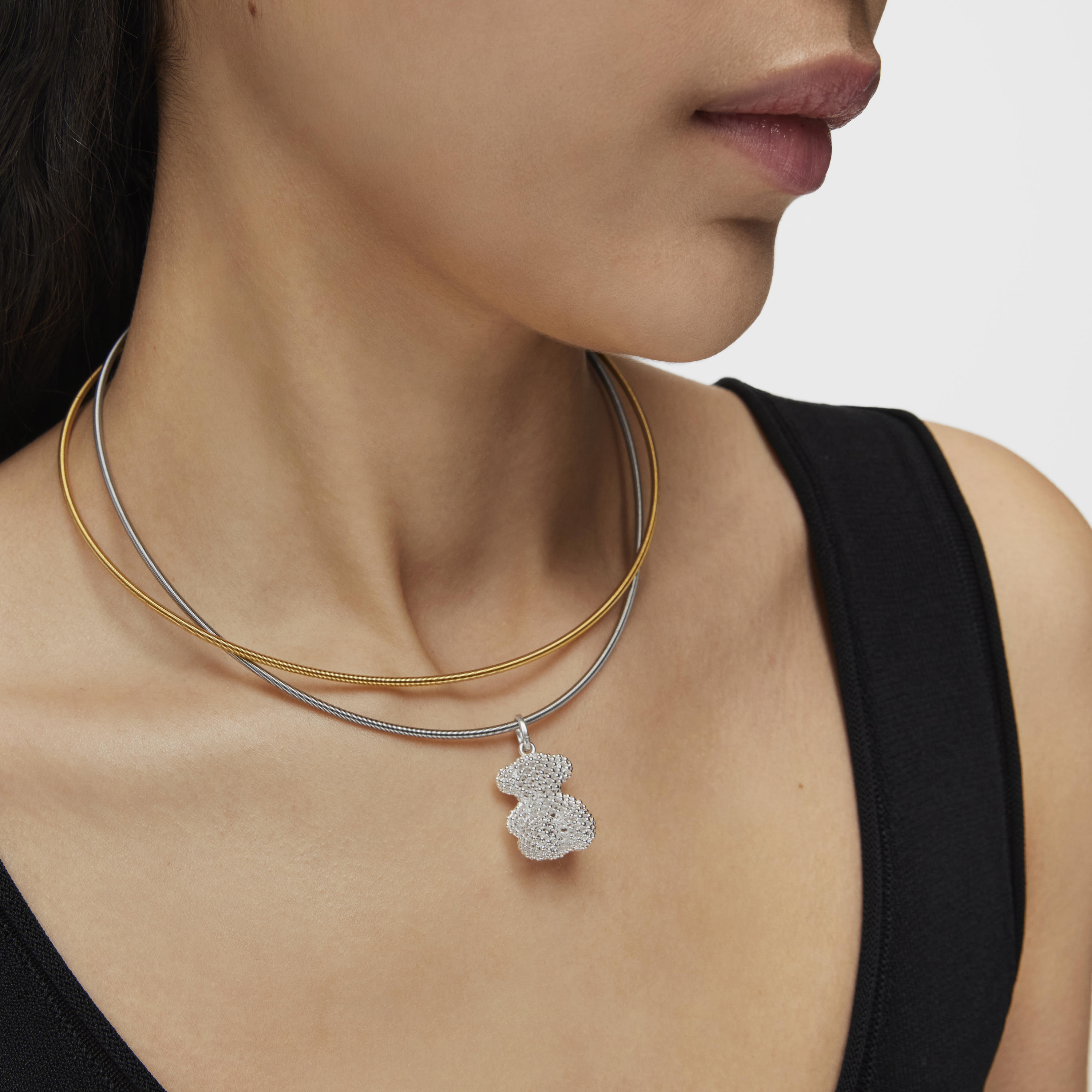 Bold Bear 22 mm medium texturized silver bear Pendant