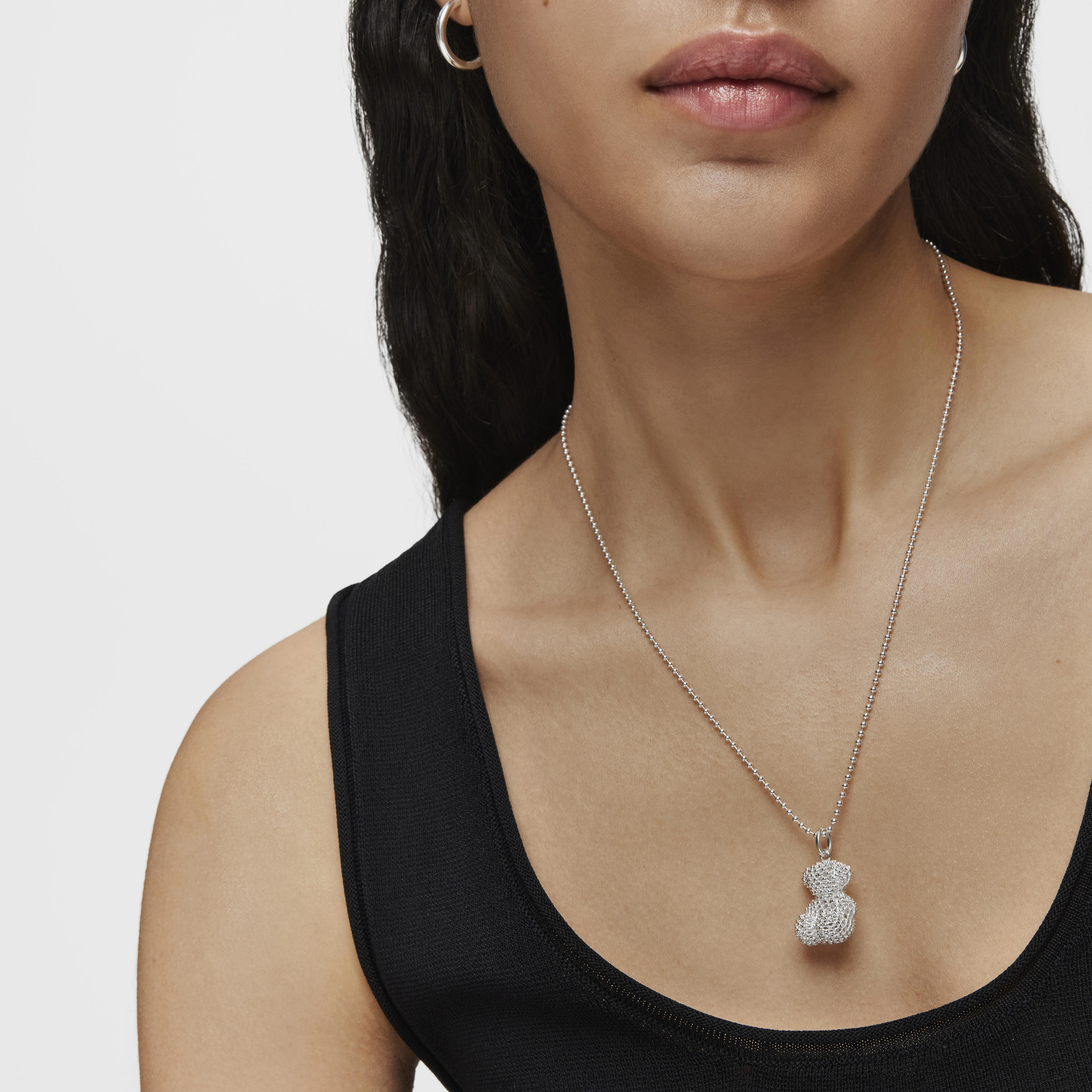 Bold Bear 22 mm medium texturized silver bear Pendant