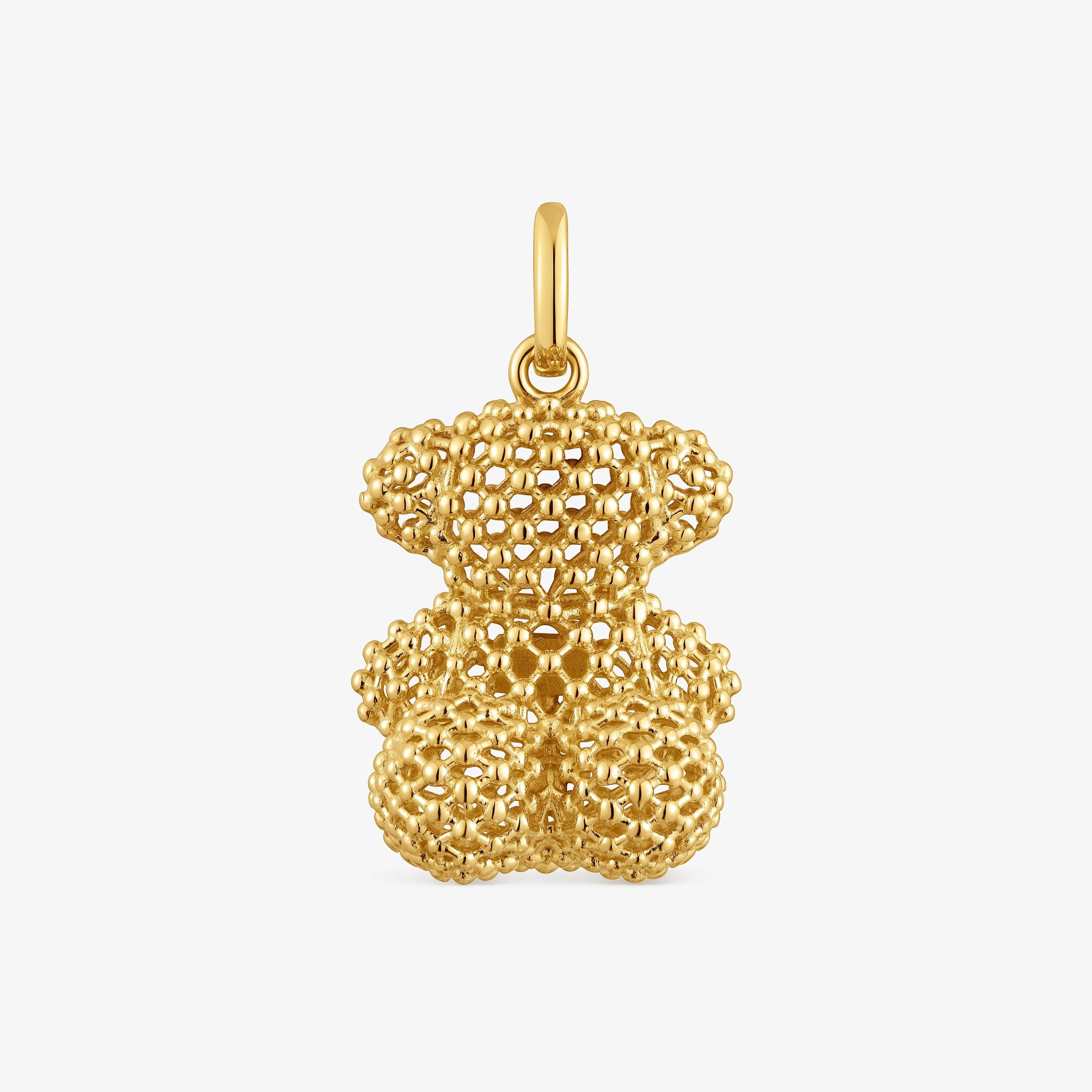 Bold Bear 22 mm medium texturized bear Pendant with 18K gold vermeil