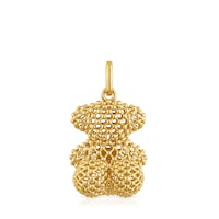 Colgante oso mediano texturizado con baño de oro 18 kt sobre plata 22 mm Bold Bear