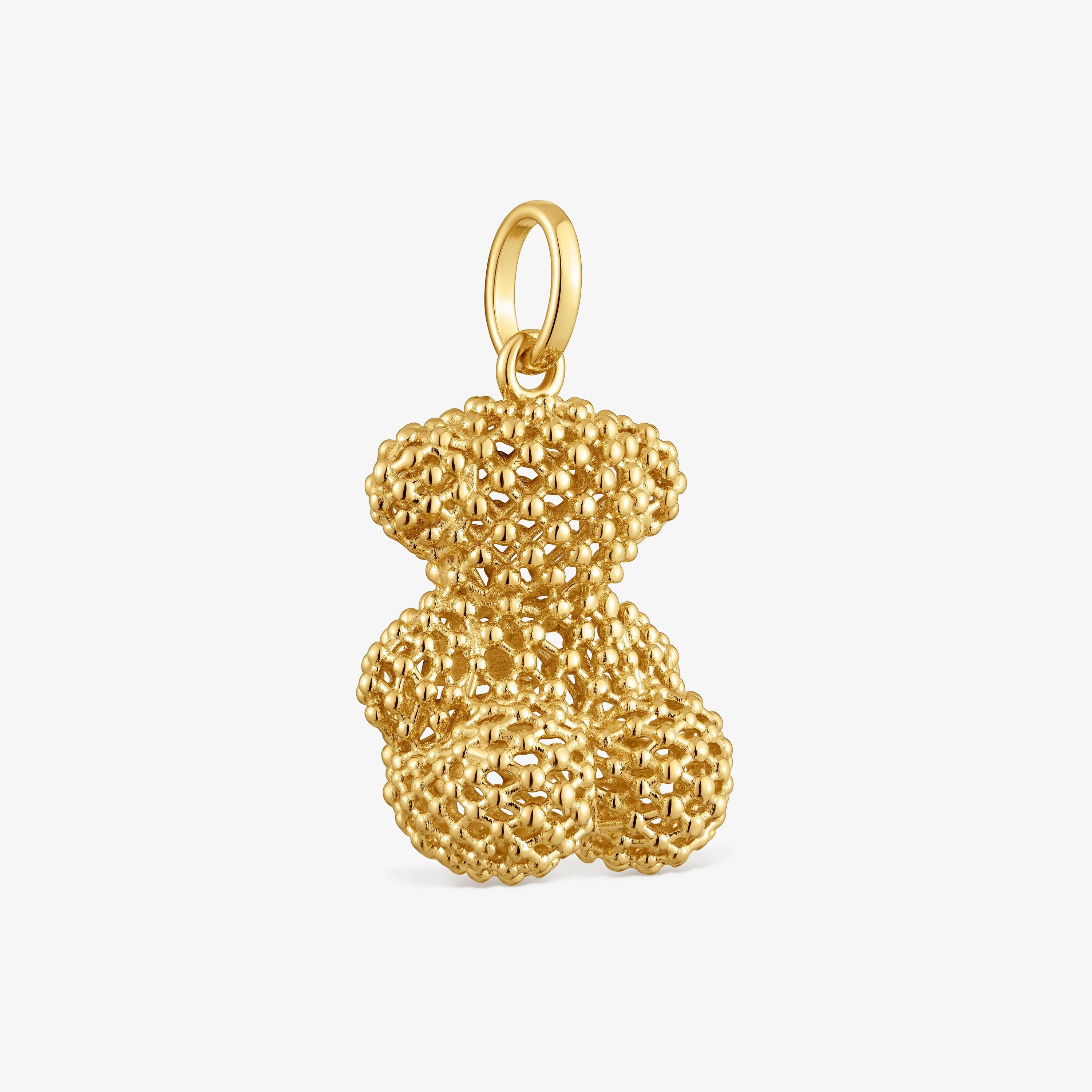 Bold Bear 22 mm medium texturized bear Pendant with 18K gold vermeil