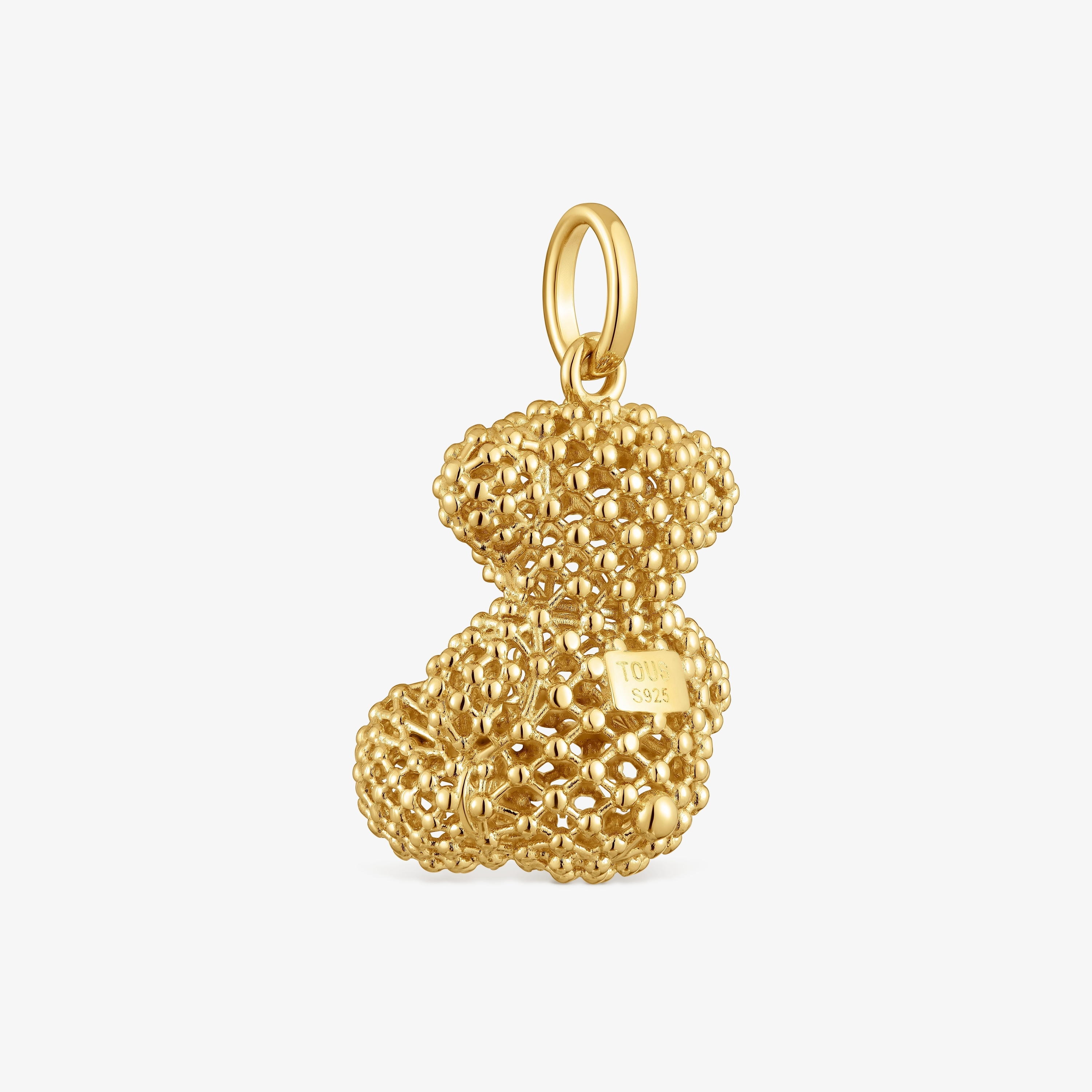 Bold Bear 22 mm medium texturized bear Pendant with 18K gold vermeil