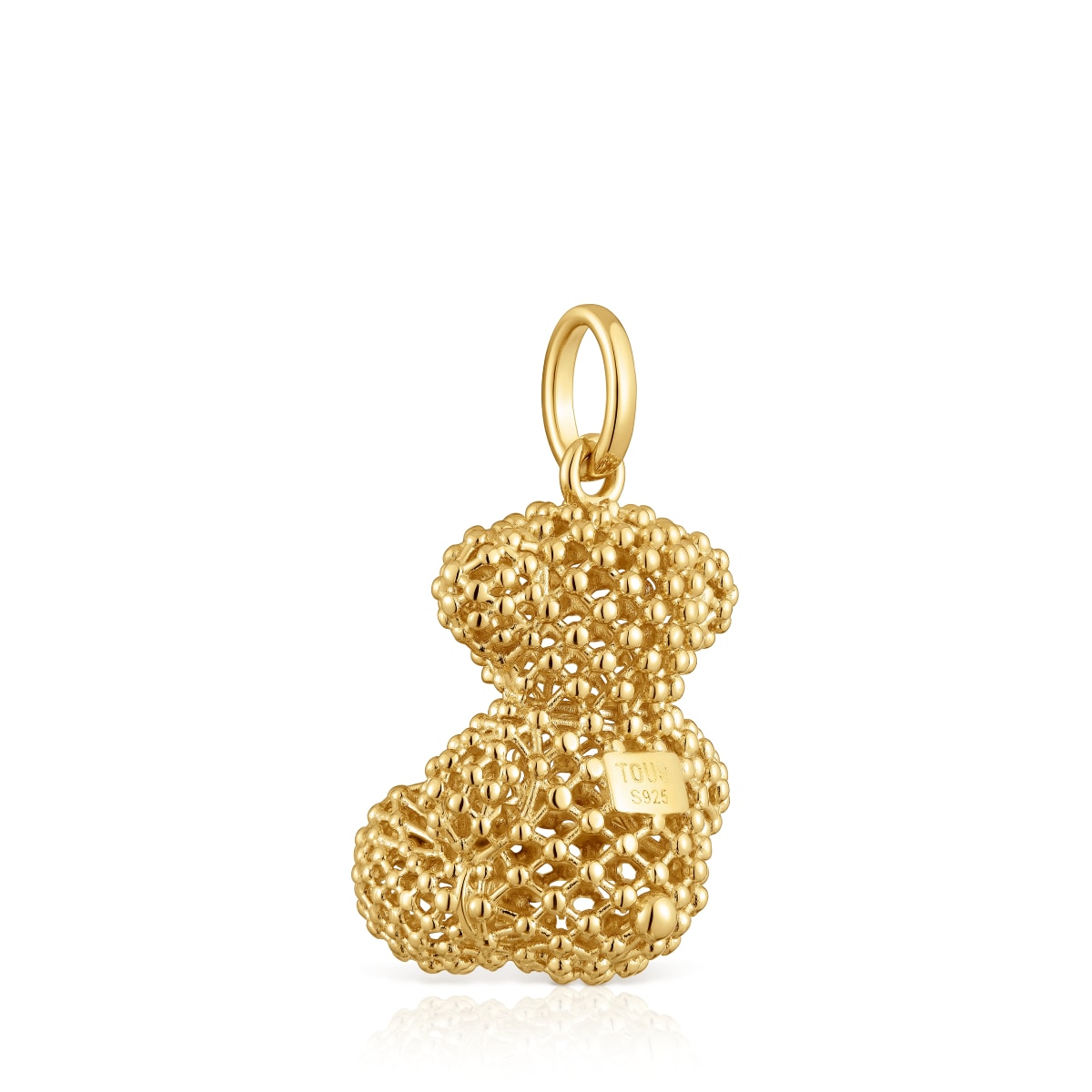 Bold Bear 22 mm medium texturized bear Pendant with 18kt gold plating over silver