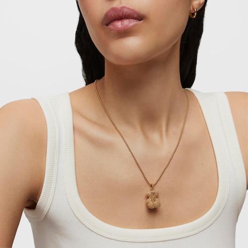 Bold Bear 22 mm medium texturized bear Pendant with 18kt gold plating over silver