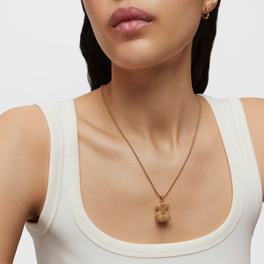 Bold Bear 22 mm medium texturized bear Pendant with 18kt gold plating over silver