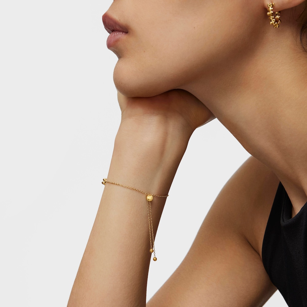 Bold Bear chain Bracelet with 18kt gold plating over silver and charm