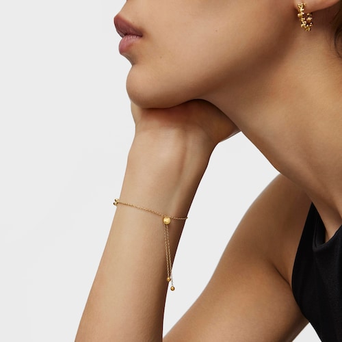 Bold Bear chain Bracelet with 18kt gold plating over silver and charm