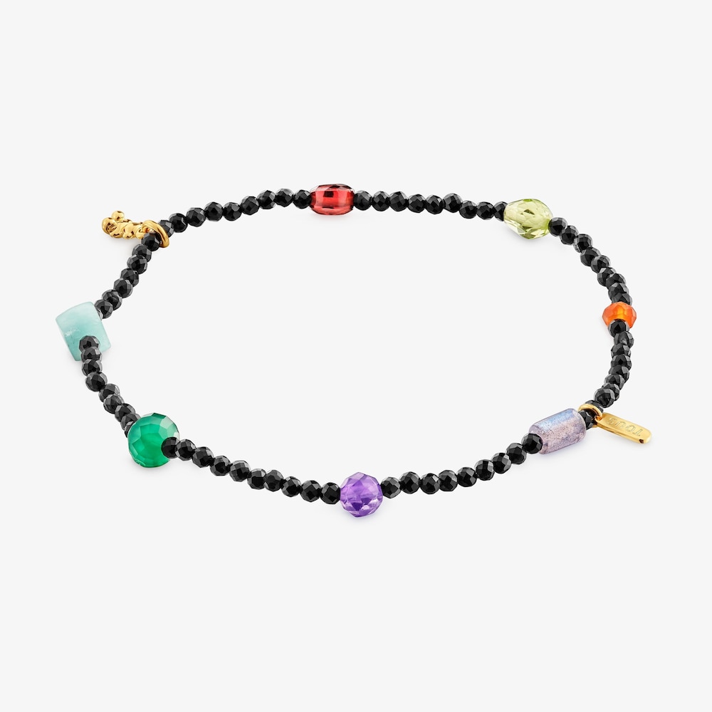 Elastick&yacute; N&aacute;ramek Bold Bear ze stř&iacute;bra pozlacen&eacute;ho 18kar&aacute;tov&yacute;m zlatem s&nbsp;onyxem a drah&yacute;mi kameny