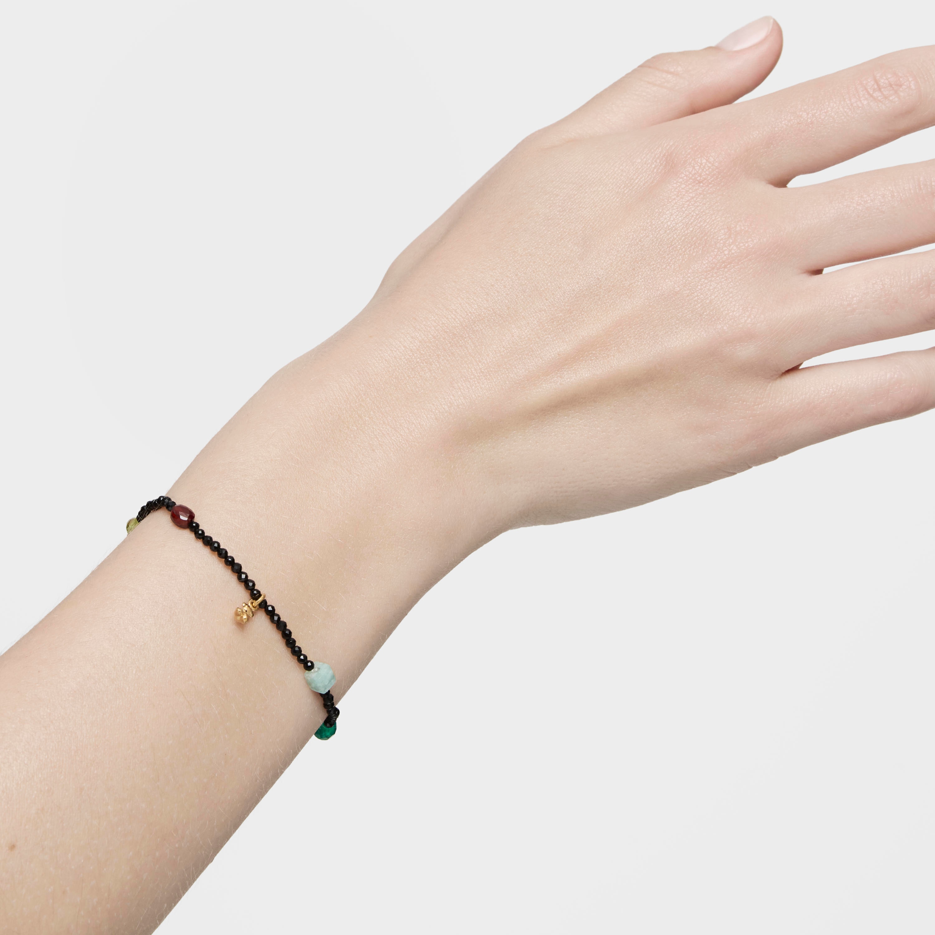 Bold Bear elastic Bracelet with 18K gold vermeil, onyx, gemstones