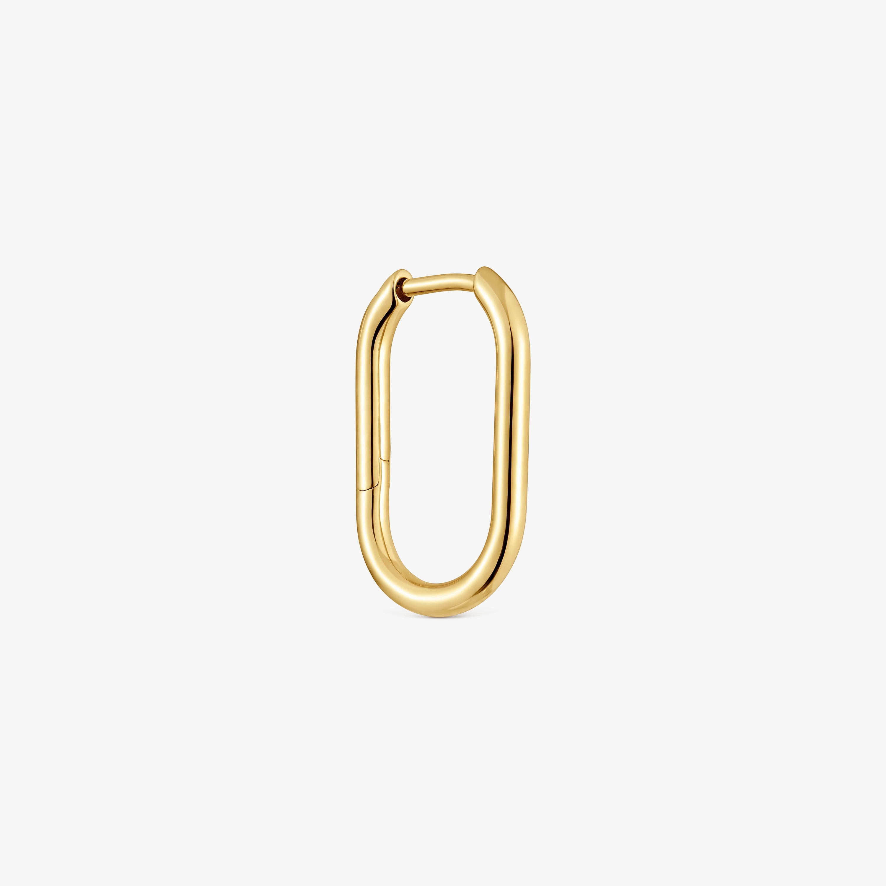 Basics 17 mm single oval Hoop earring with 18K gold vermeil