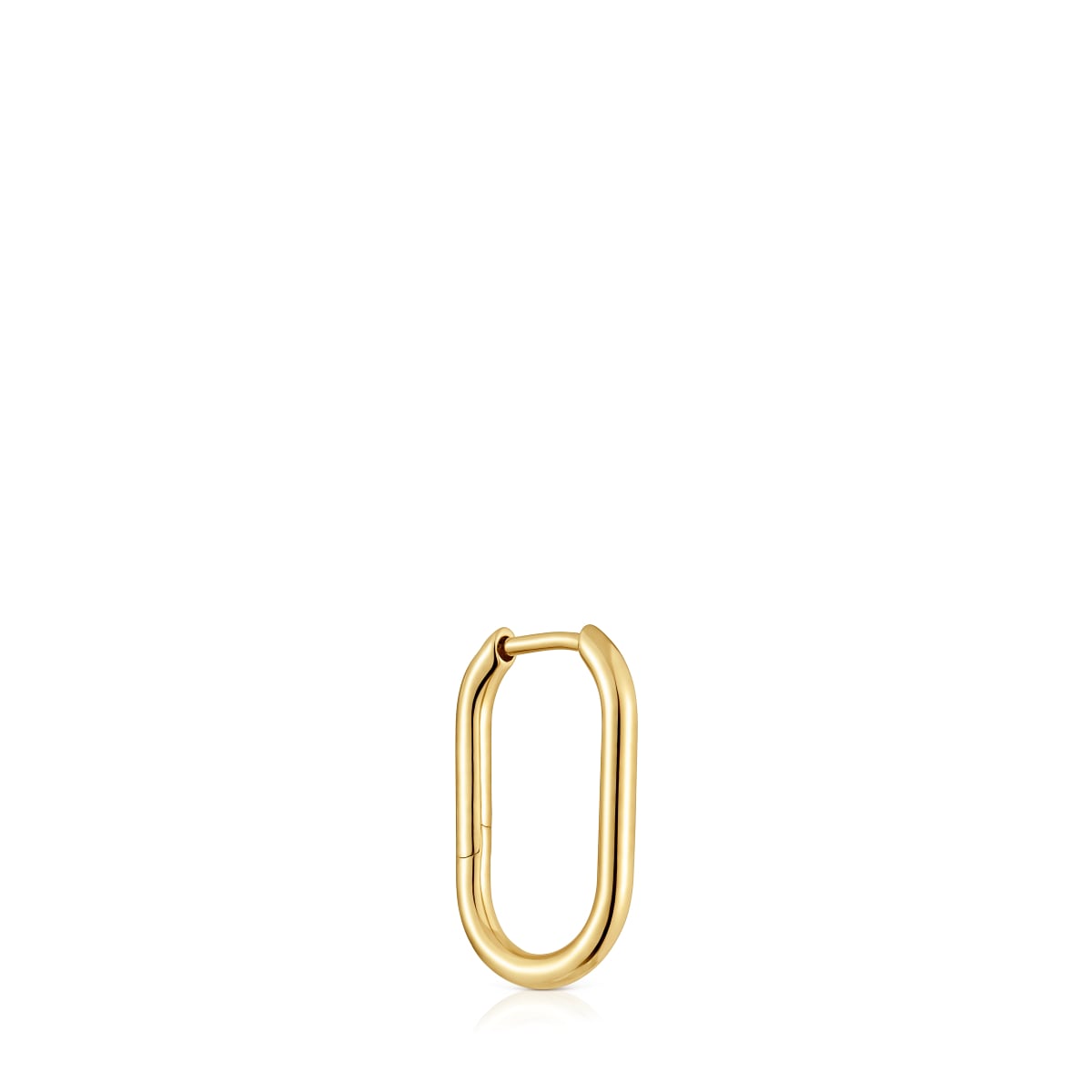 Pendiente individual de aro oval con baño de oro 18 kt sobre plata 17 mm Basics