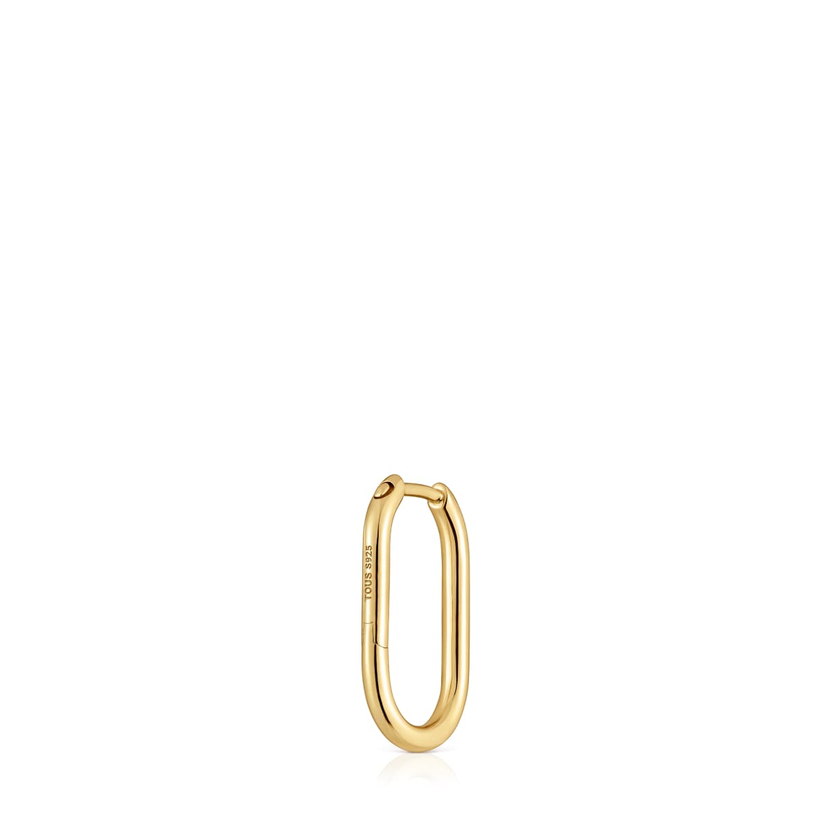 Pendiente individual de aro oval con baño de oro 18 kt sobre plata 17 mm Basics