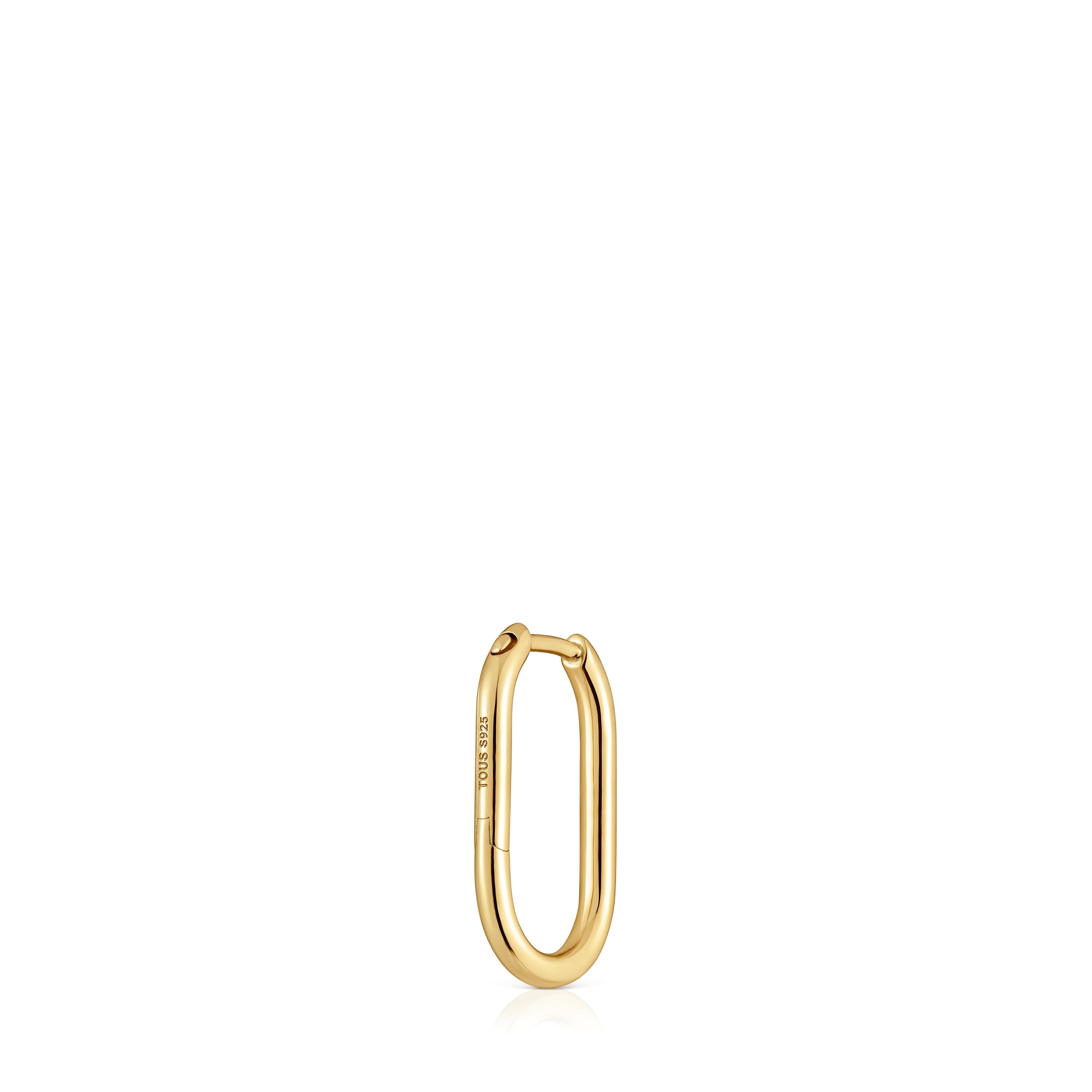 Basics 17 mm single oval Hoop earring with 18kt gold plating over silver