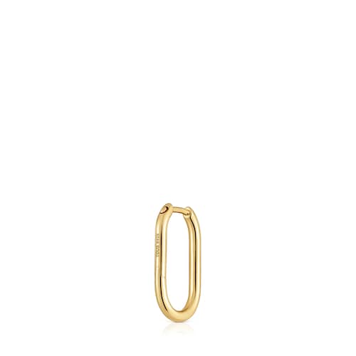 Pendiente individual de aro oval con baño de oro 18 kt sobre plata 17 mm Basics