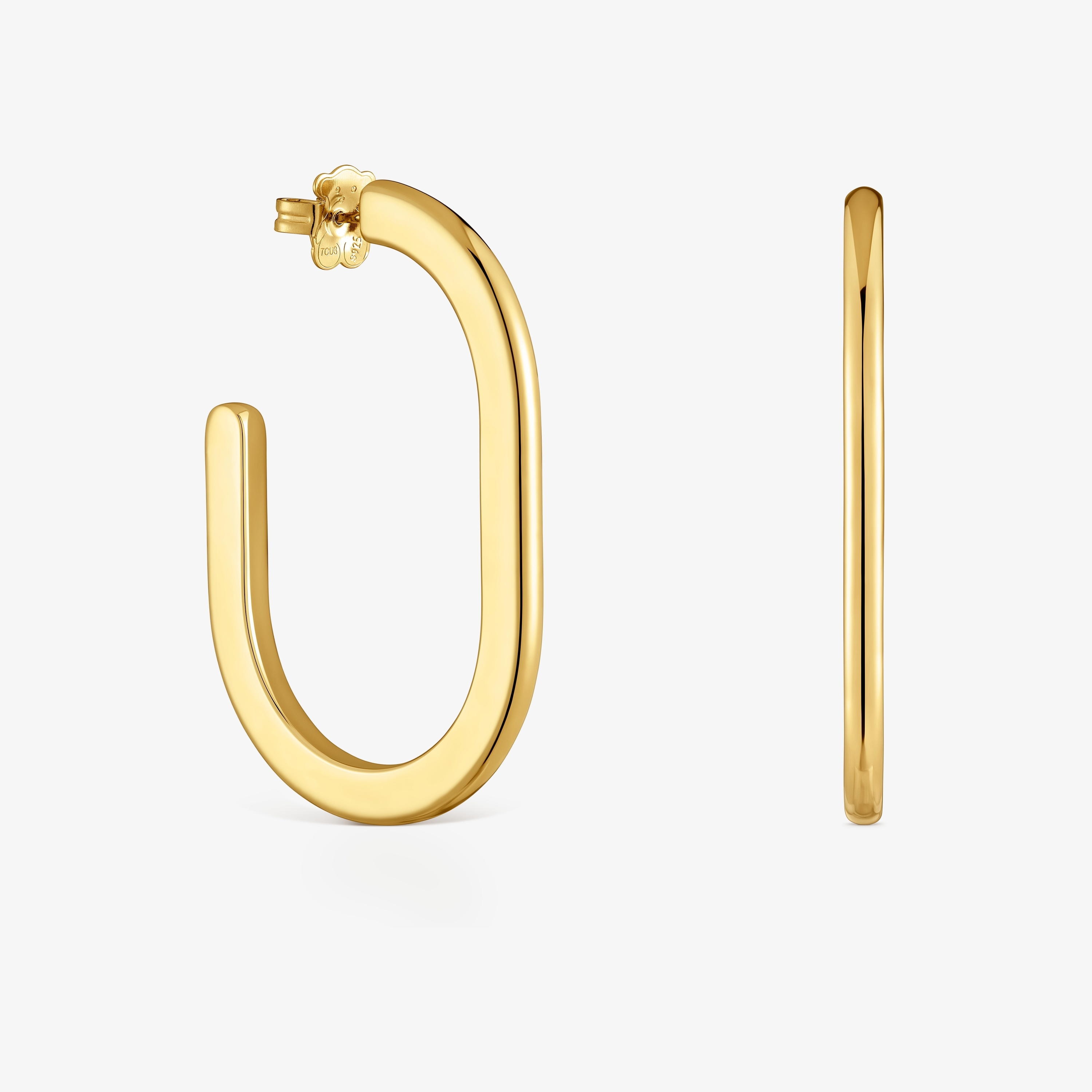 18K gold vermeil long Hoop earrings Line