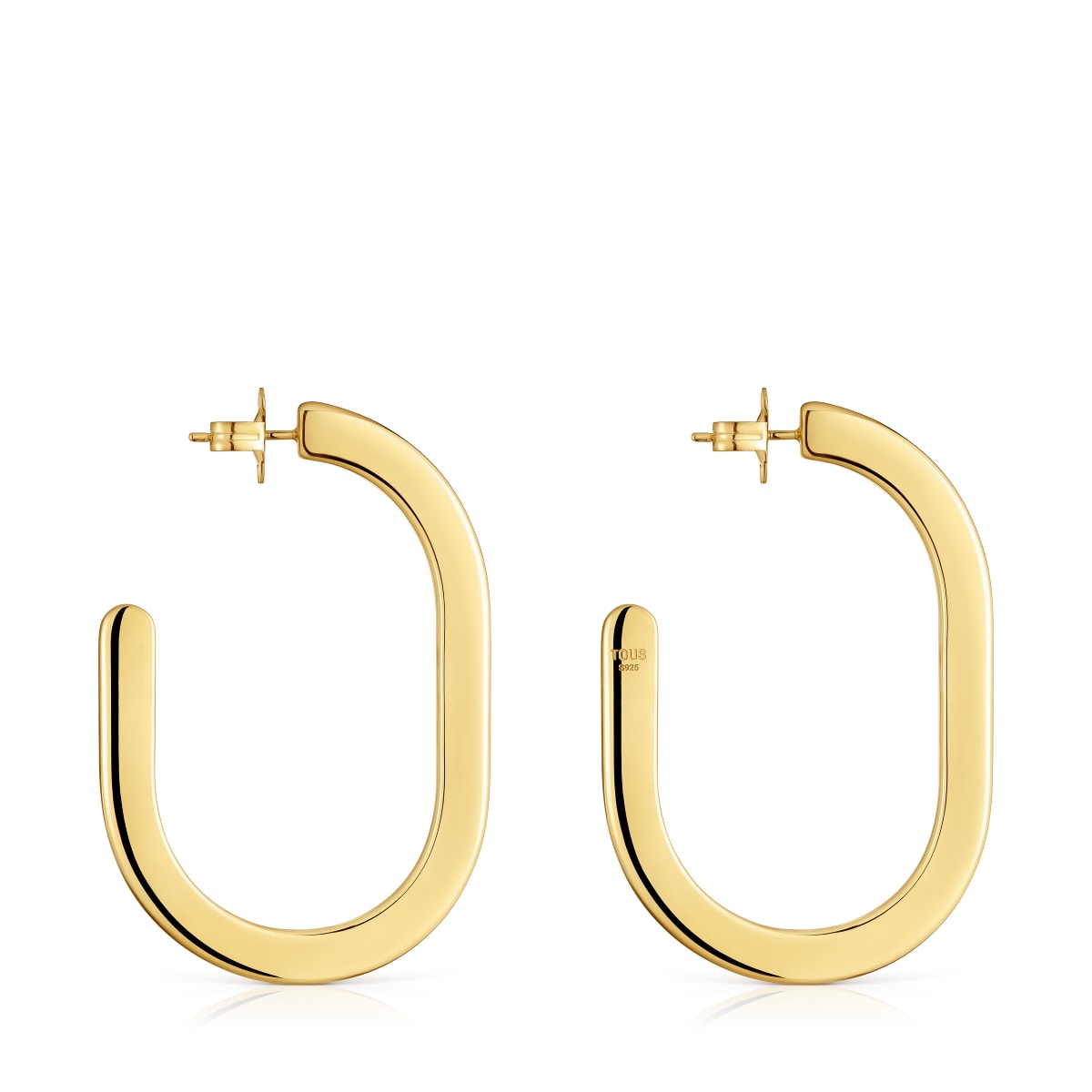 18kt gold plating over silver long Hoop earrings Line