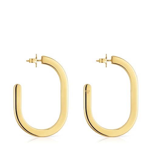 18kt gold plating over silver long Hoop earrings Line