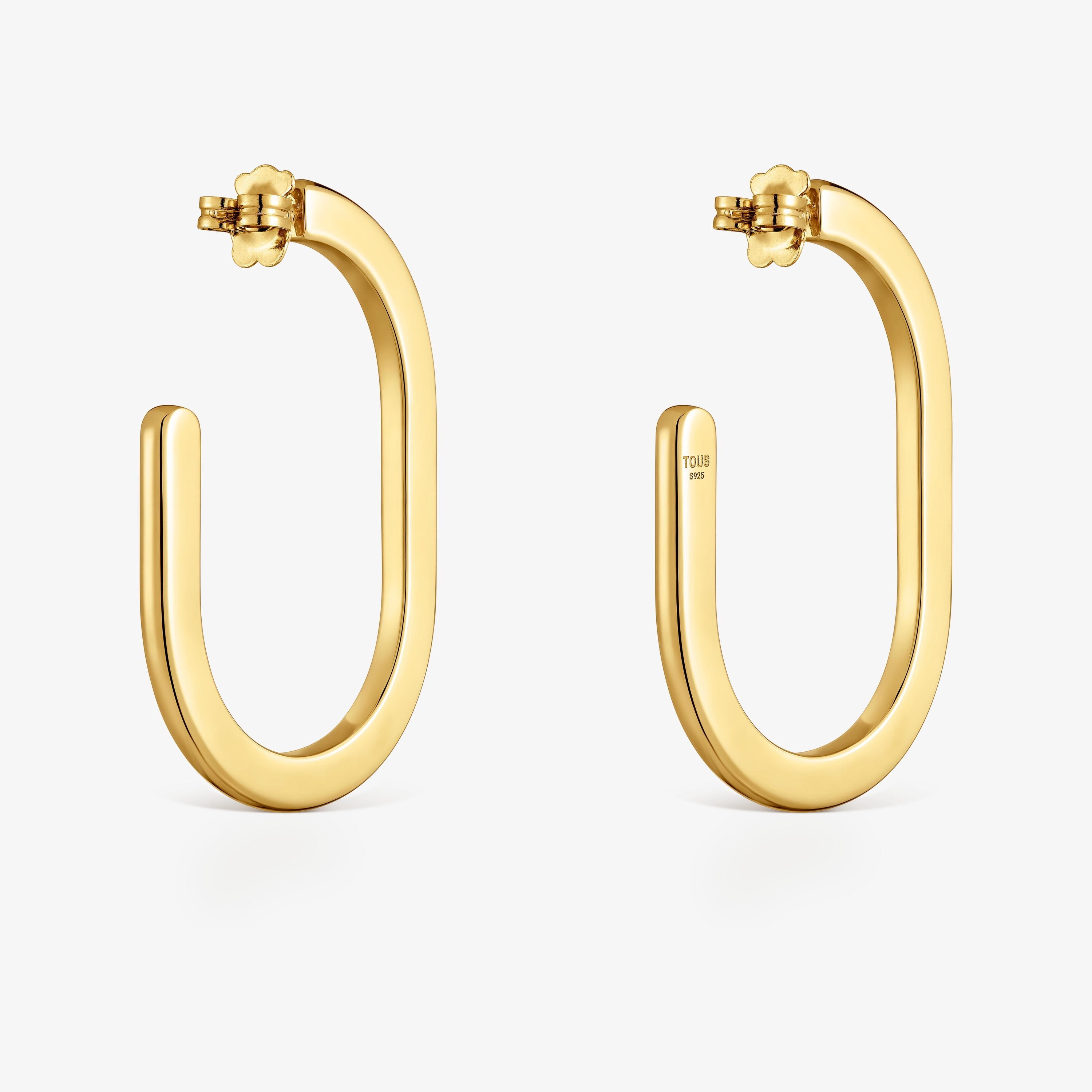 18K gold vermeil long Hoop earrings Line