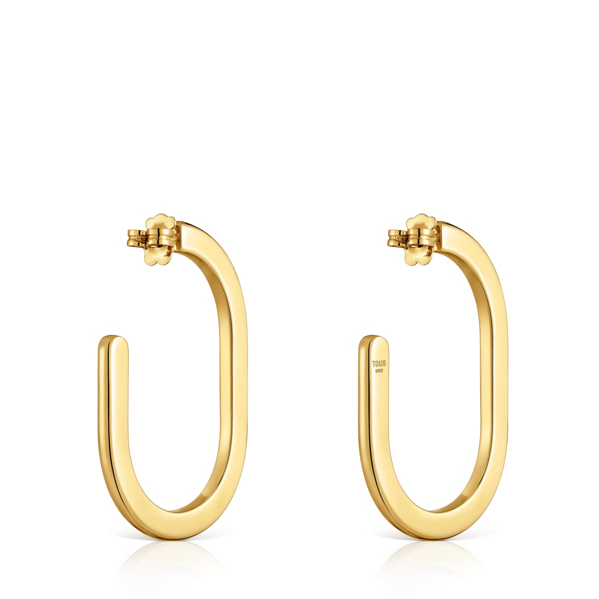 18kt gold plating over silver long Hoop earrings Line