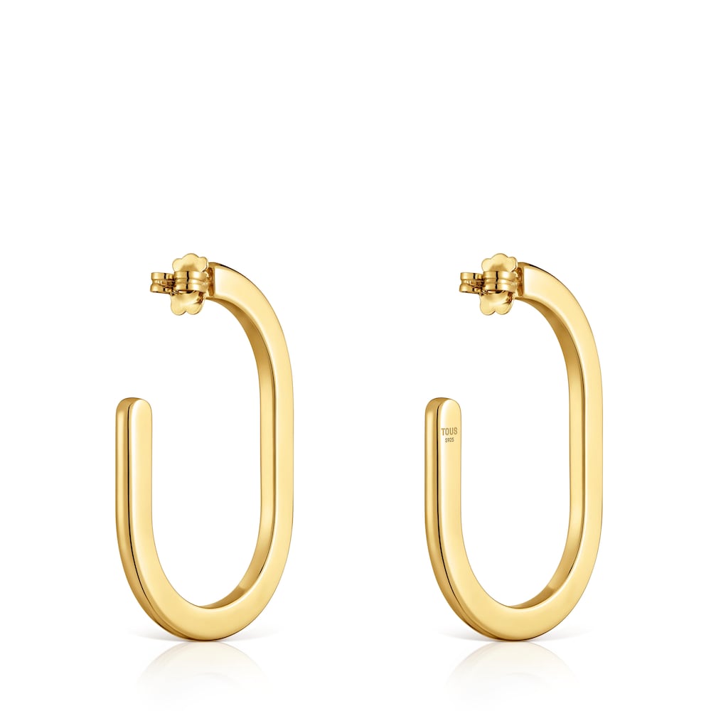 Pendientes de aro largos con baño de oro 18 kt sobre plata Line image number 2