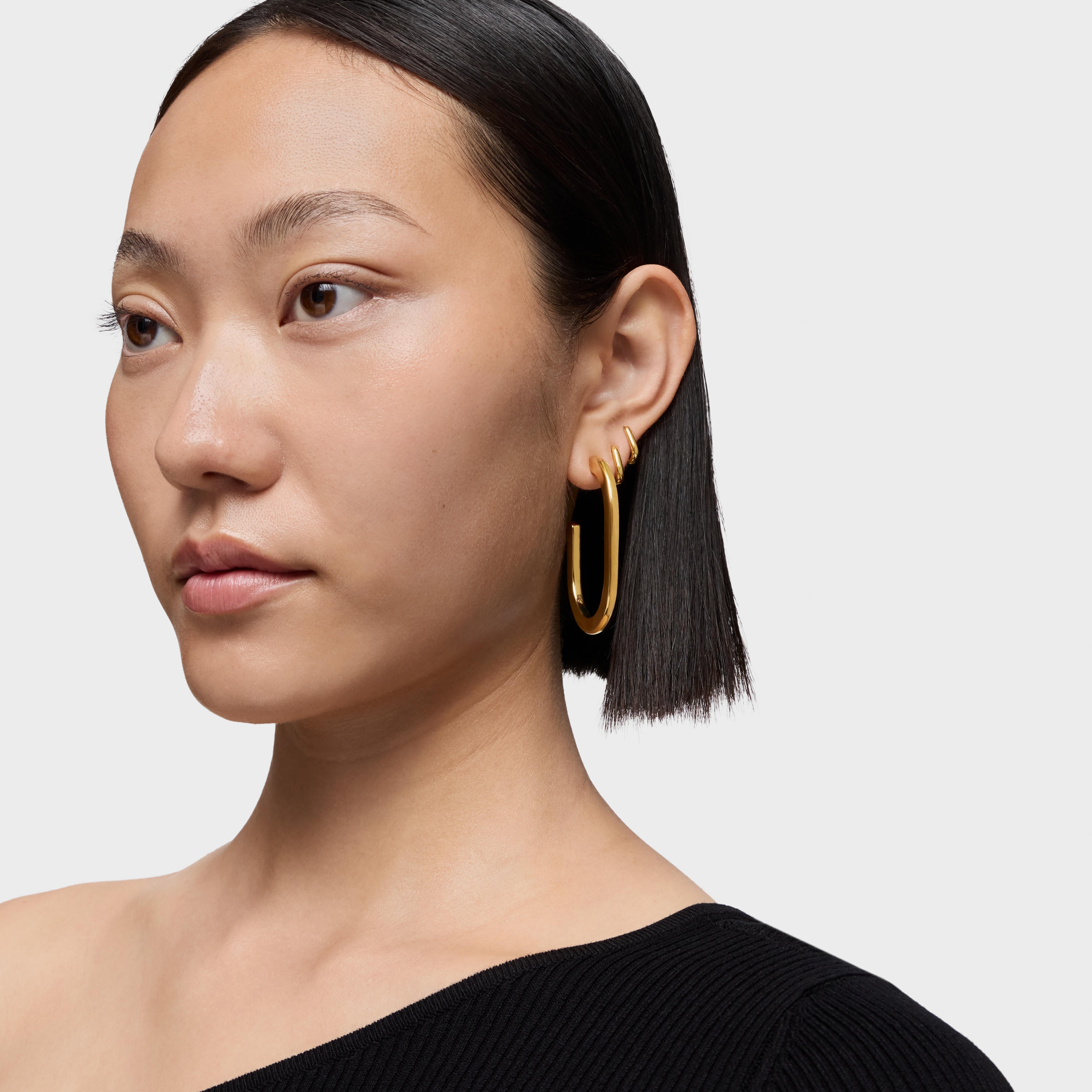 18K gold vermeil long Hoop earrings Line