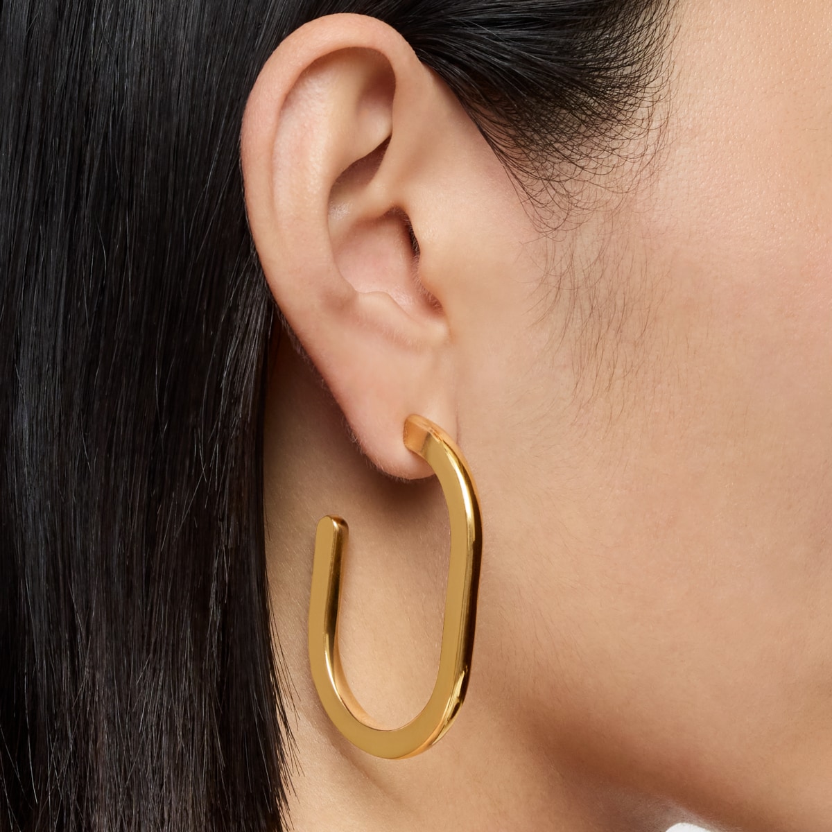 18kt gold plating over silver long Hoop earrings Line