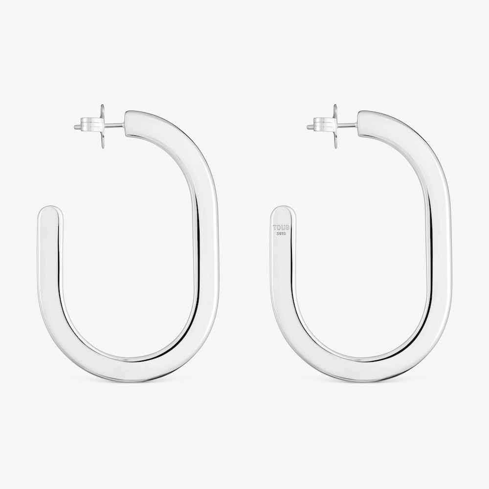 Orecchini a cerchio in argento lunghi Line