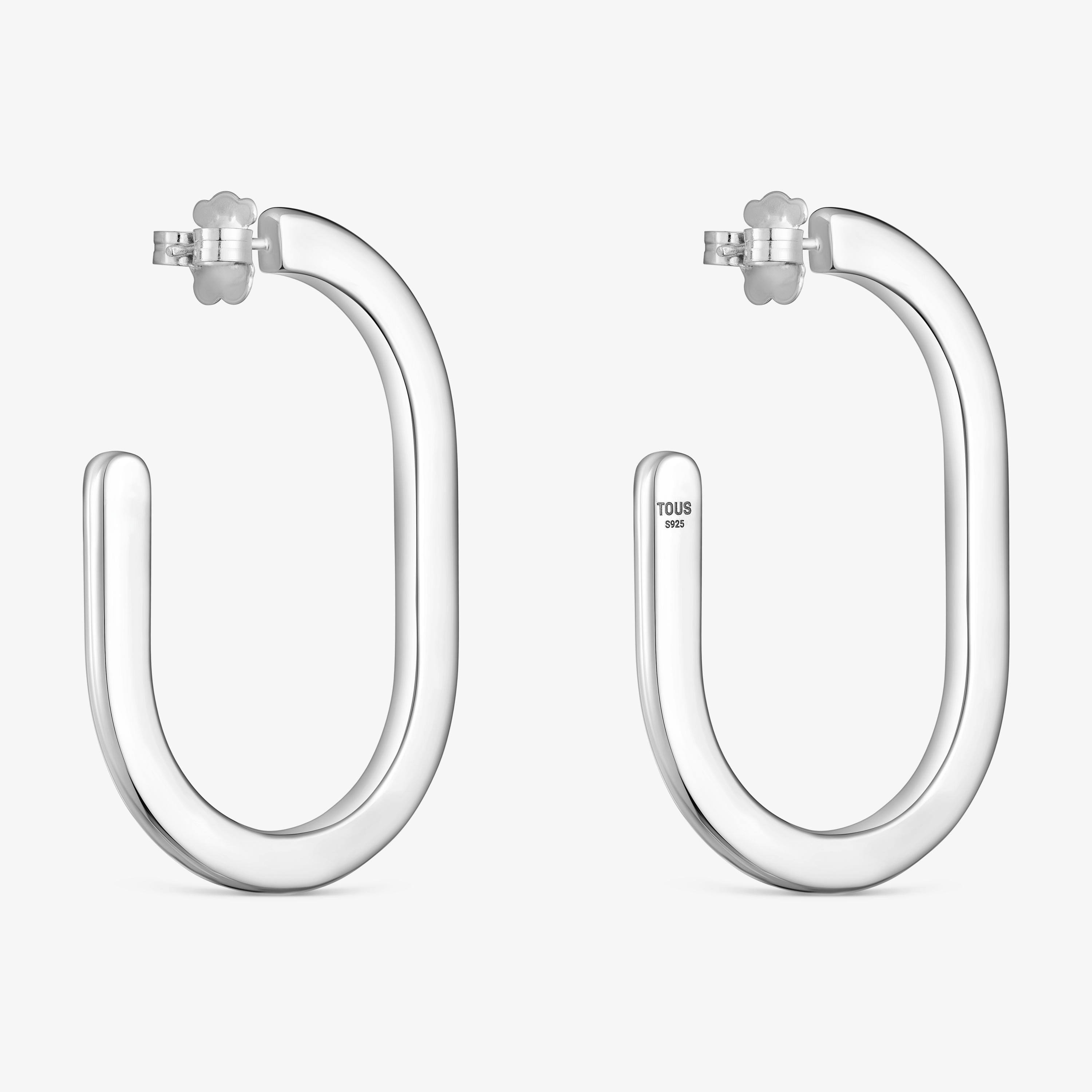 Silver long Hoop earrings Line
