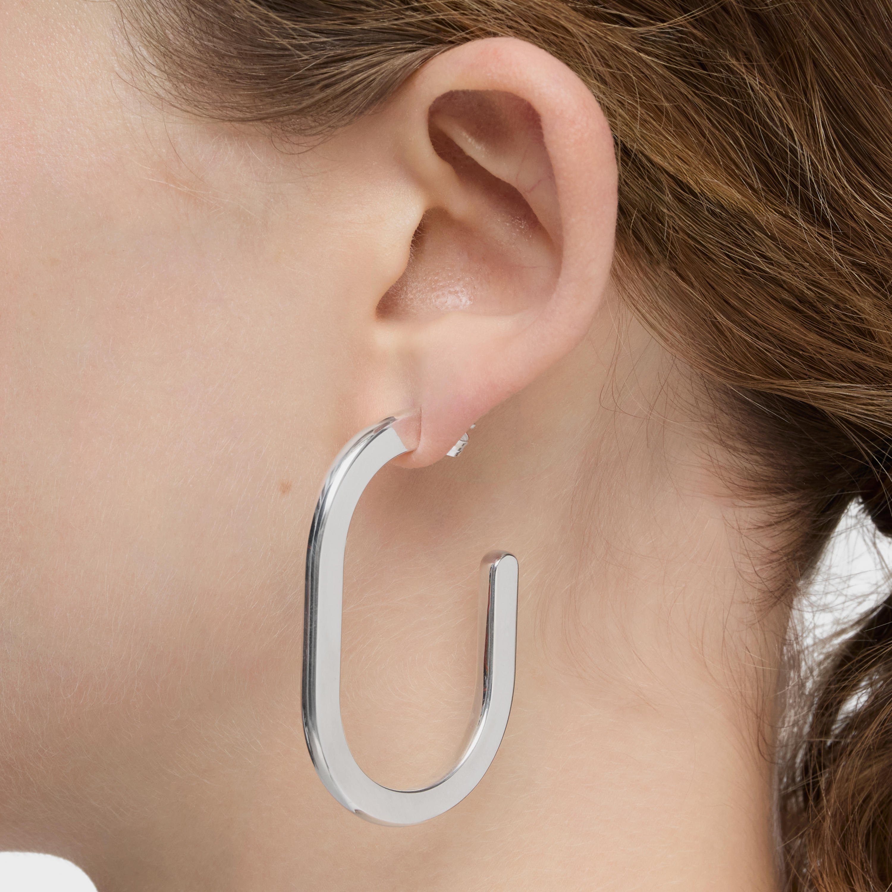 Silver long Hoop earrings Line