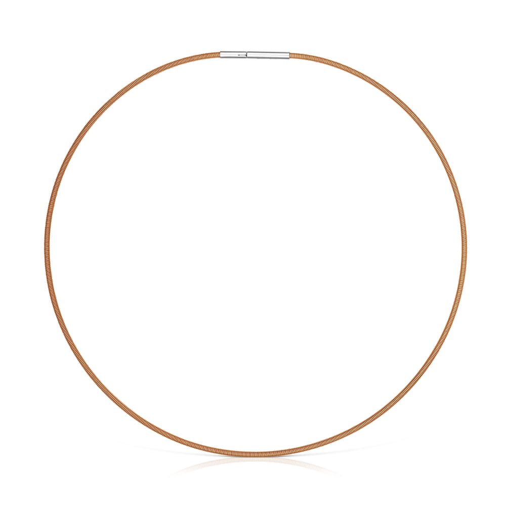 Mesh Tube orange IP steel Necklace 2 mm