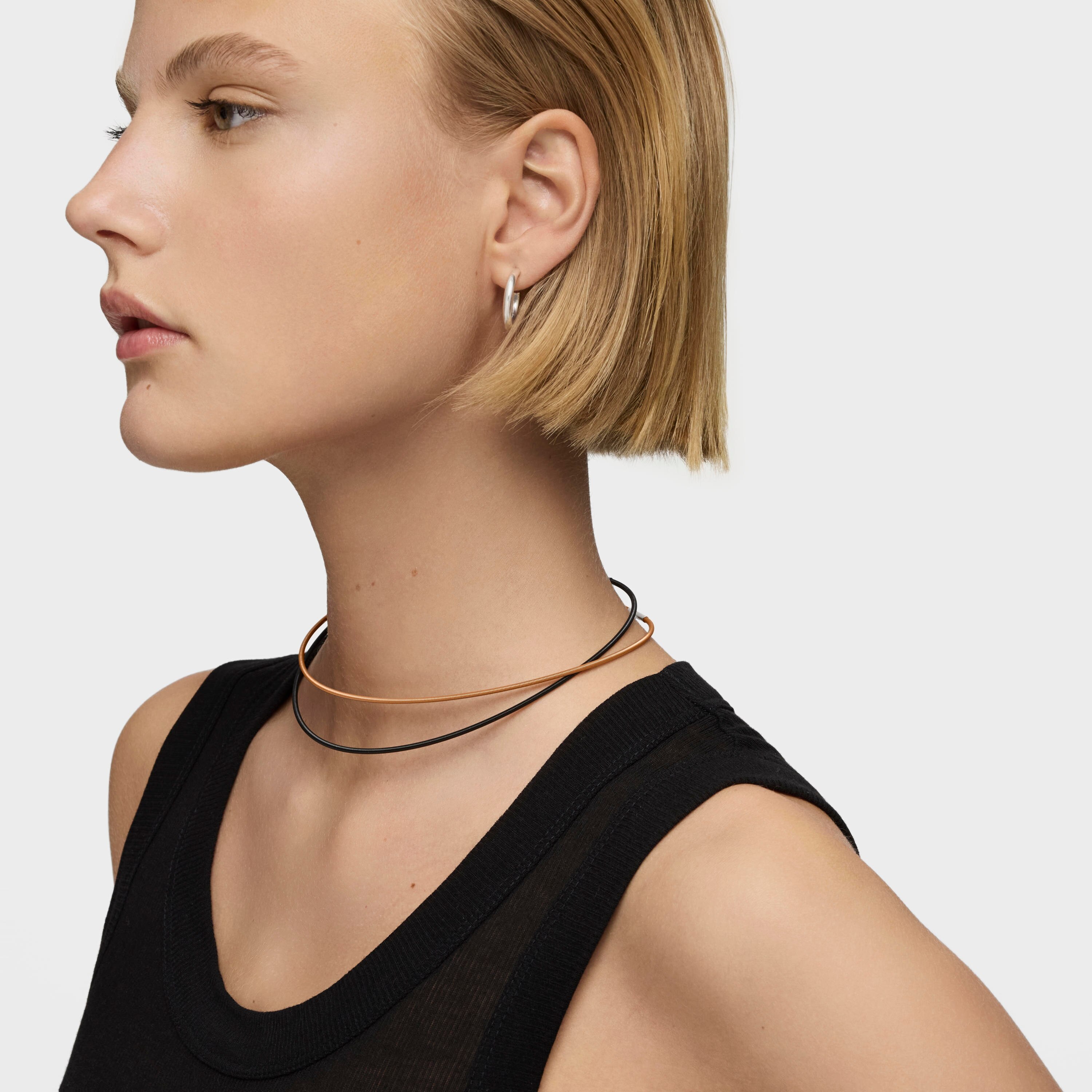 Mesh Tube orange IP steel Necklace 2 mm