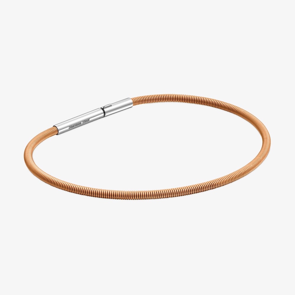 Pulseira em a&ccedil;o IP laranja 17 cm Mesh Tube