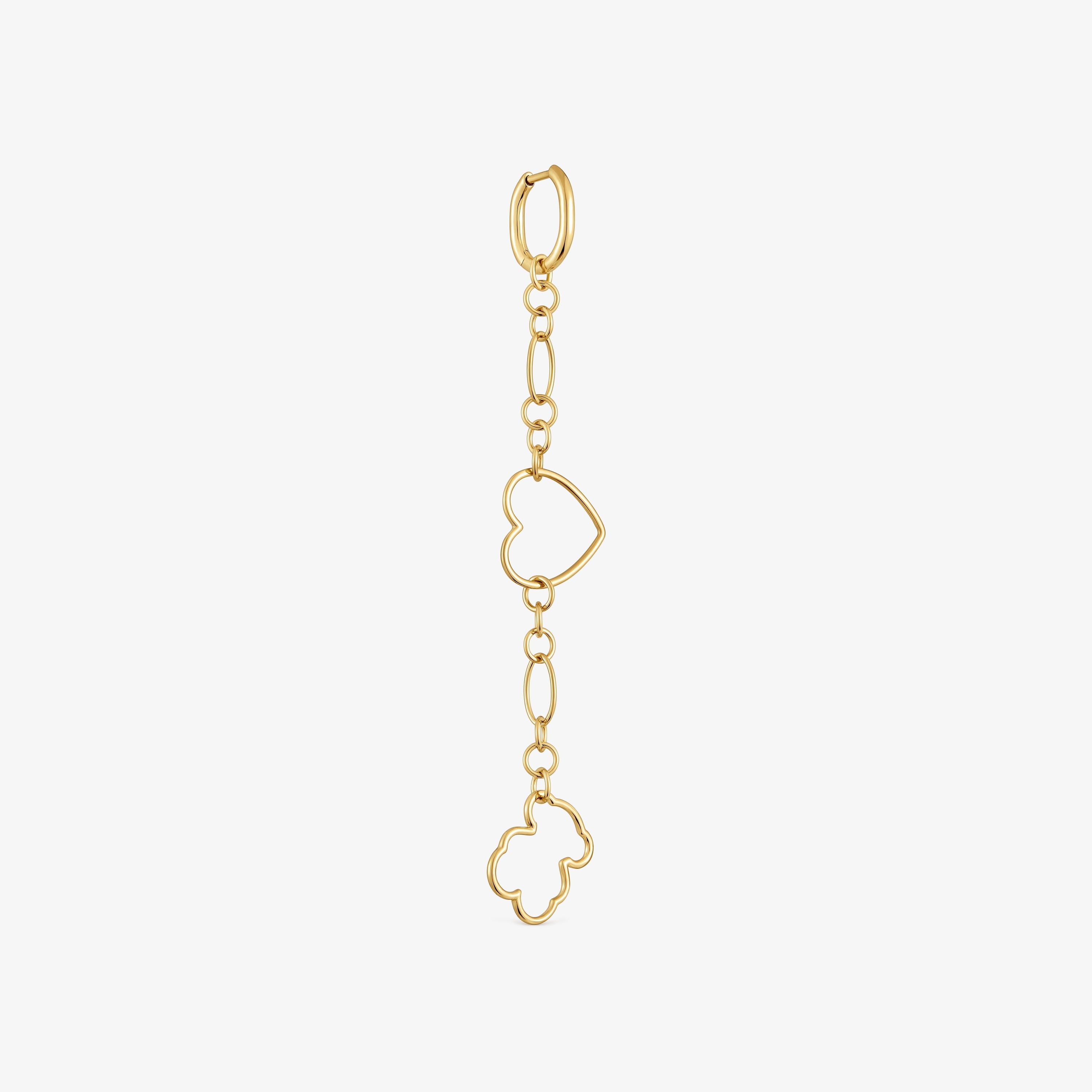 New Silueta single long Earring with 18K gold vermeil and motifs