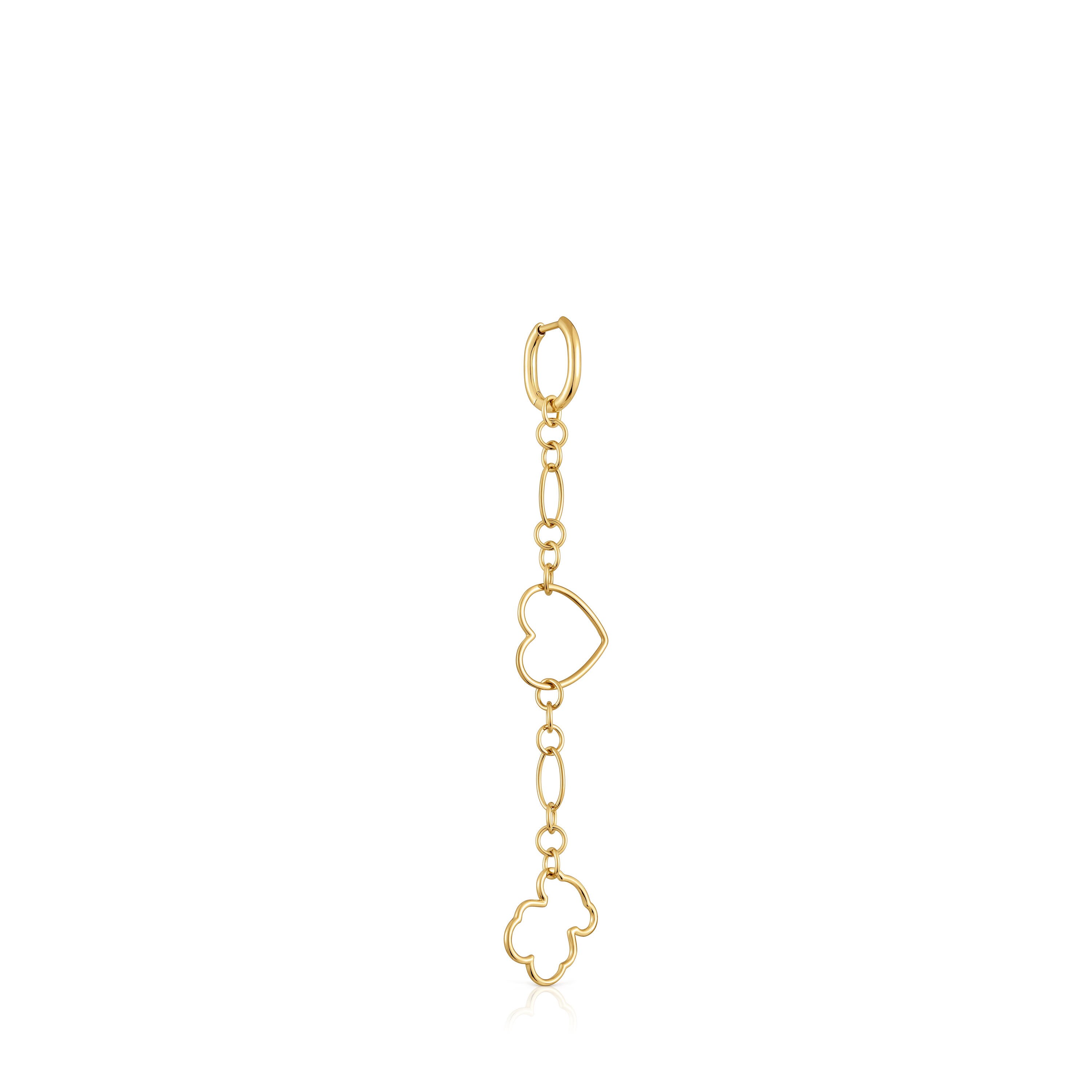 New Silueta single long Earring with 18kt gold plating over silver and motifs