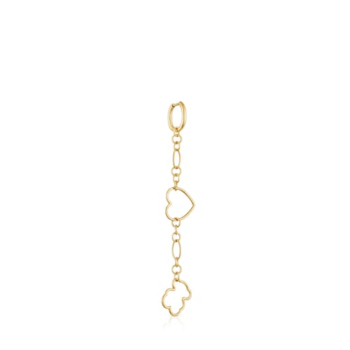 New Silueta single long Earring with 18kt gold plating over silver and motifs