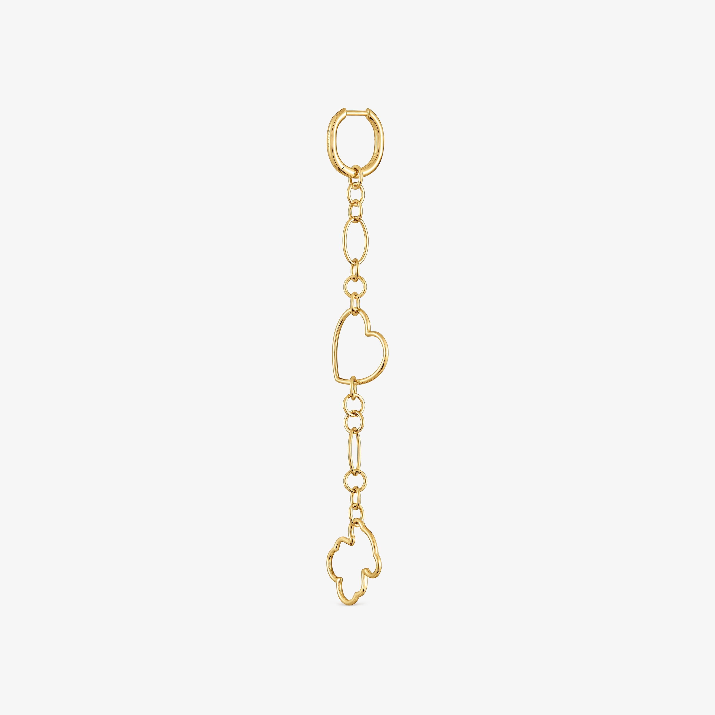 New Silueta single long Earring with 18K gold vermeil and motifs